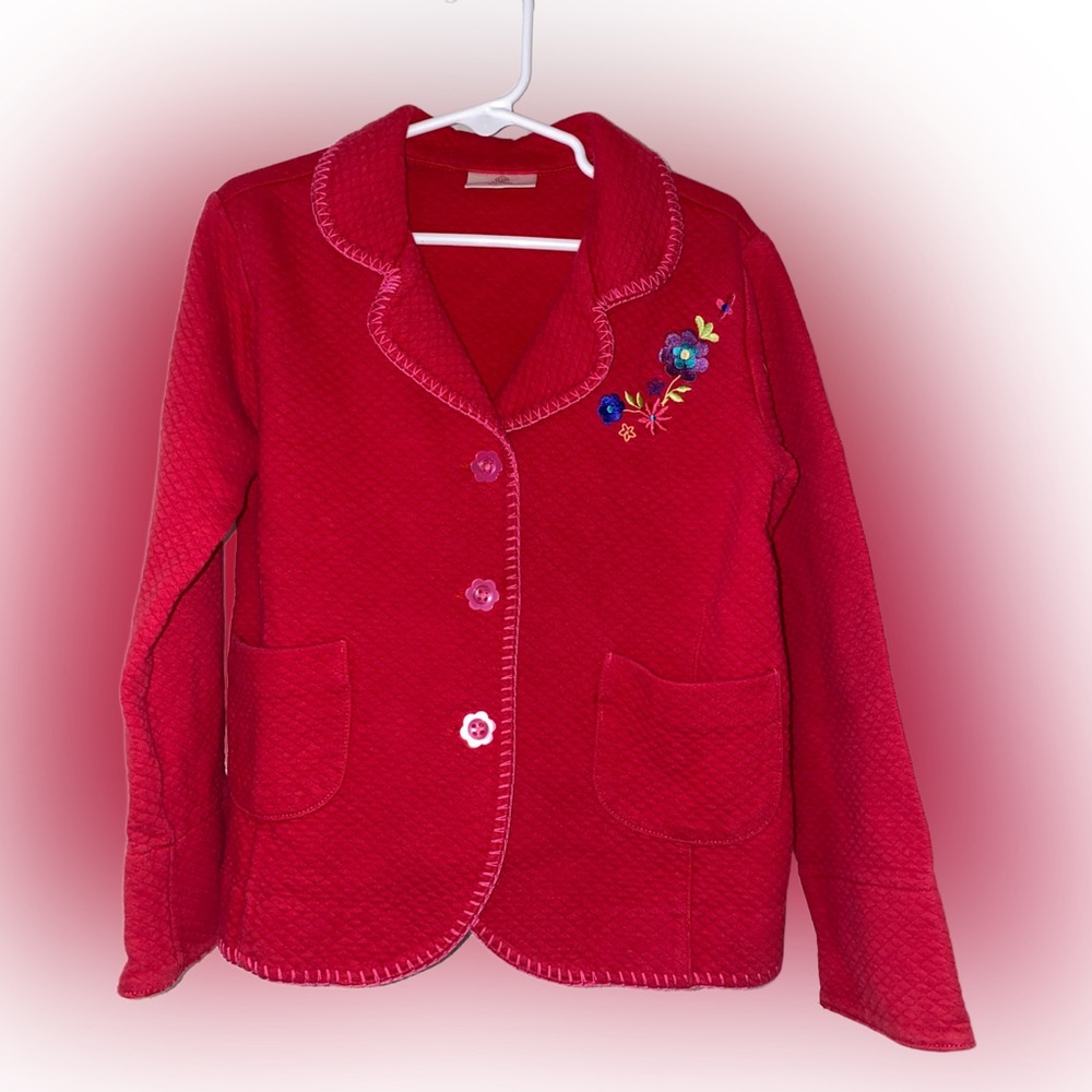 Hanna Andersson Vibrant Red Embroidered Kids Blazer. Size 5
